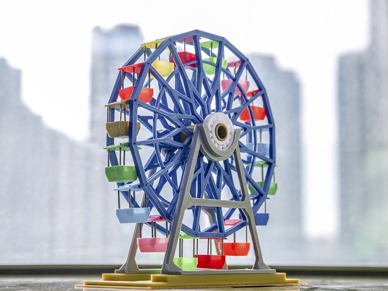 3D打印七彩摩天轮模型拼装版免费下载可转动可升级自动旋转版