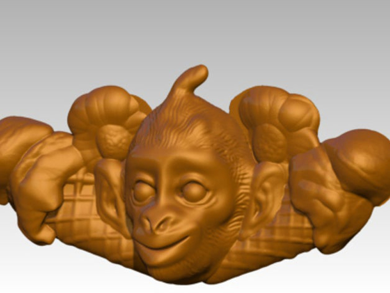 有两个雪糕筒和两朵花的小猴子 3D打印模型免费STL文件下载-深圳市博易特智能科技有限公司